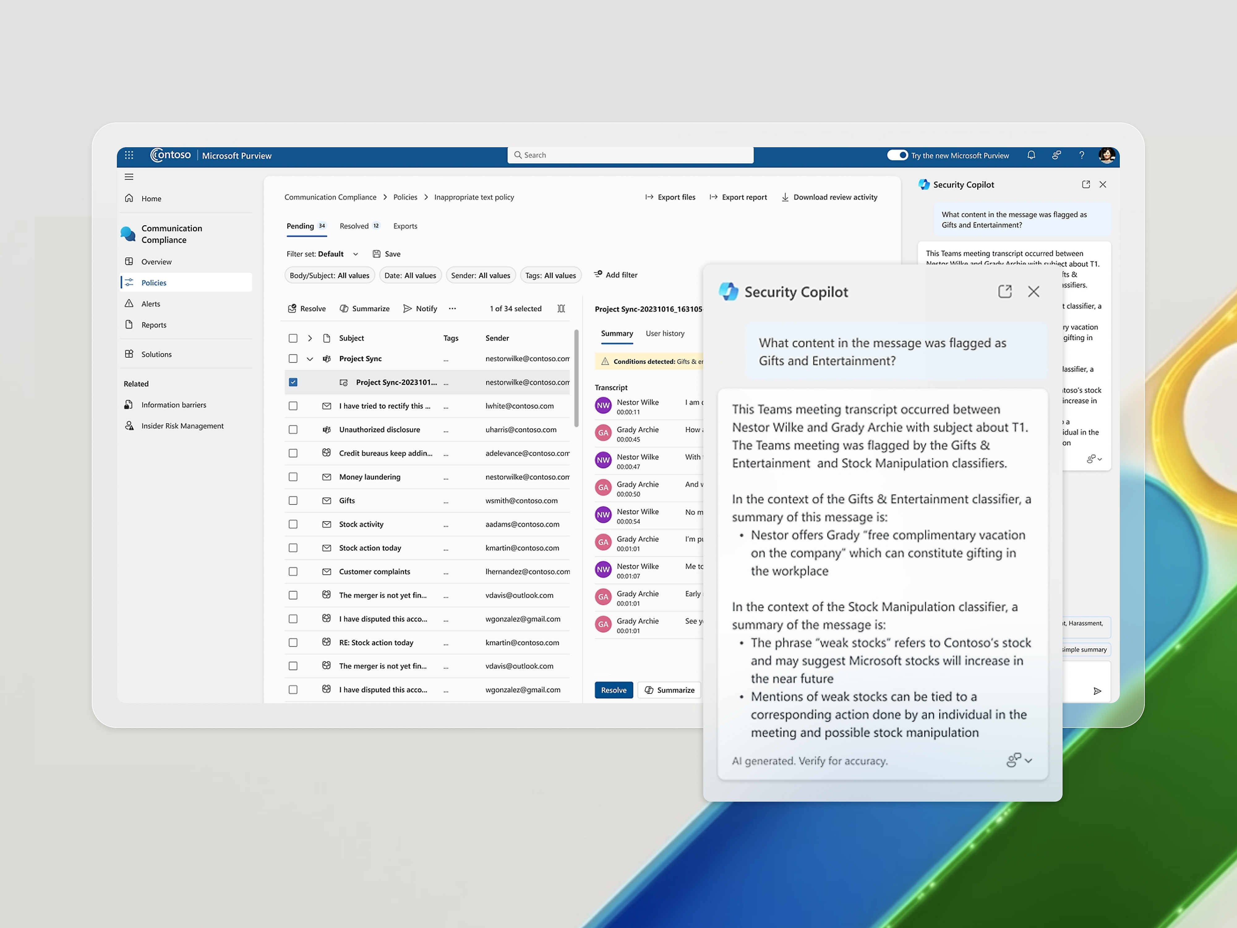 Screenshot di Copilot per la sicurezza