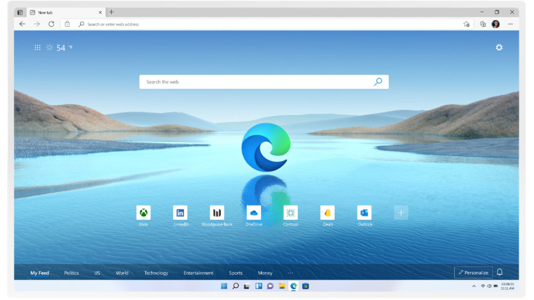 Una finestra di Microsoft Edge con il logo
