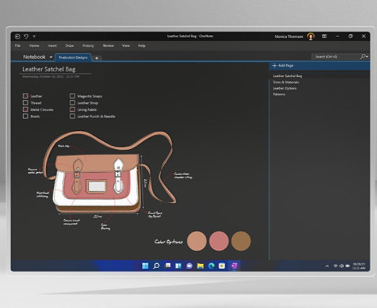 Schermata di Microsoft OneNote