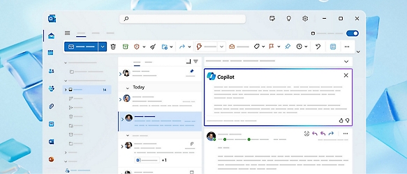 Schermo di un computer dell'e-mail con un messaggio di Copilot
