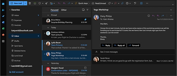 Screenshot di uno schermo dell'email