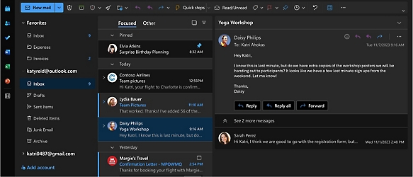 Screenshot di uno schermo dell'email
