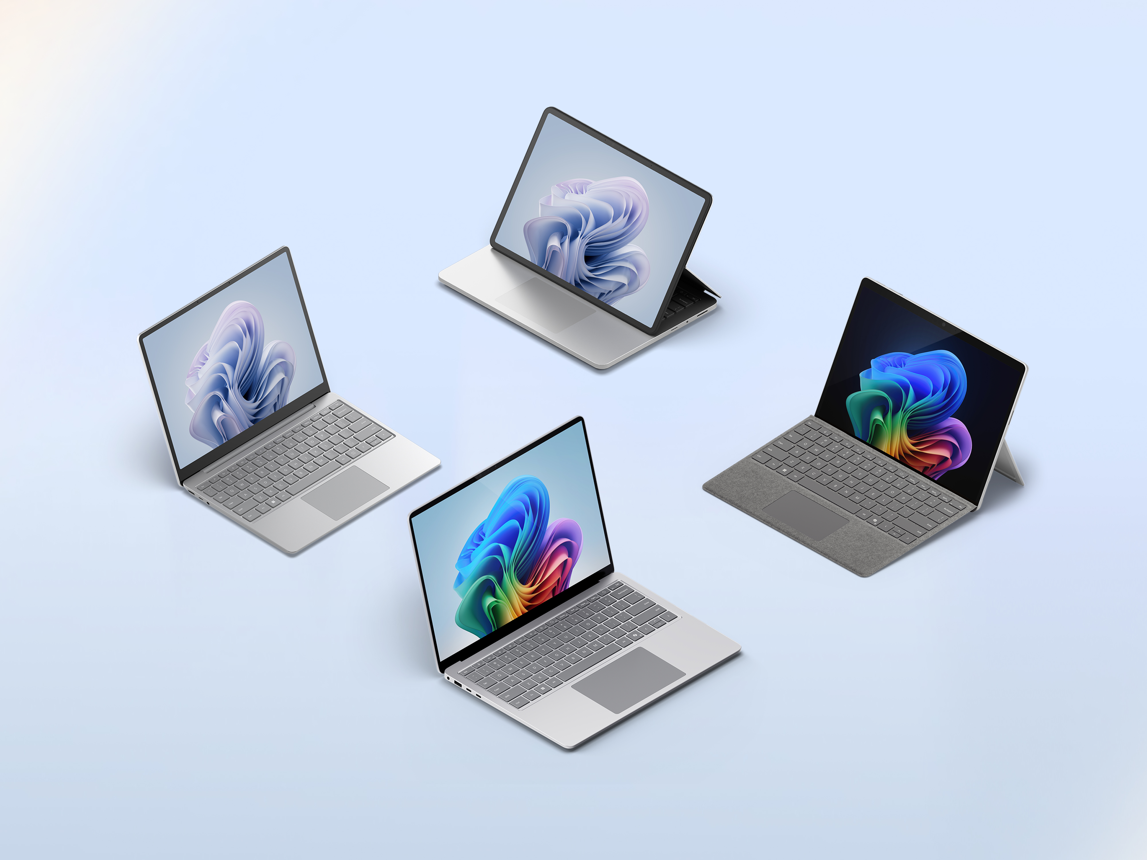 Una raccolta di dispositivi della famiglia Surface.