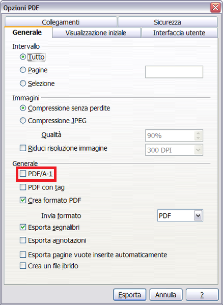 Come faccio a salvare un file in formato PDF/A?
