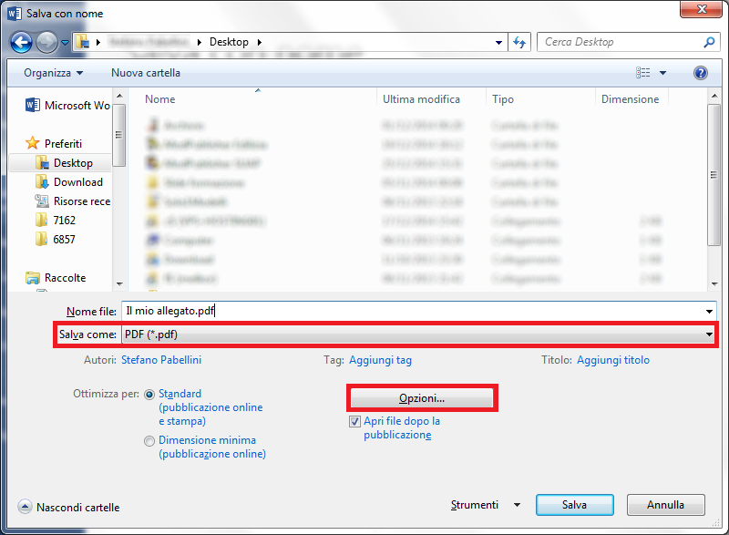Come faccio a salvare un file in formato PDF/A?