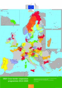 Mappa delle aree dei programmi transfrontalieri cofinanziati dal FESR