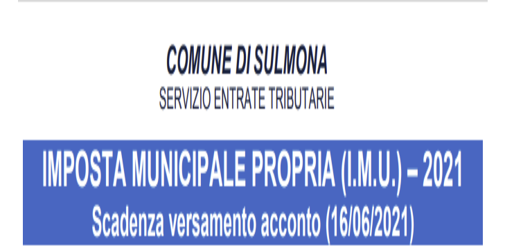 IMU - ACCONTO 2021 IN SCADENZA IL 16 GIUGNO 2021