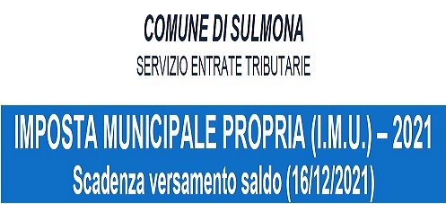 IMU - SALDO 2021 IN SCADENZA IL 16 DICEMBRE 2021