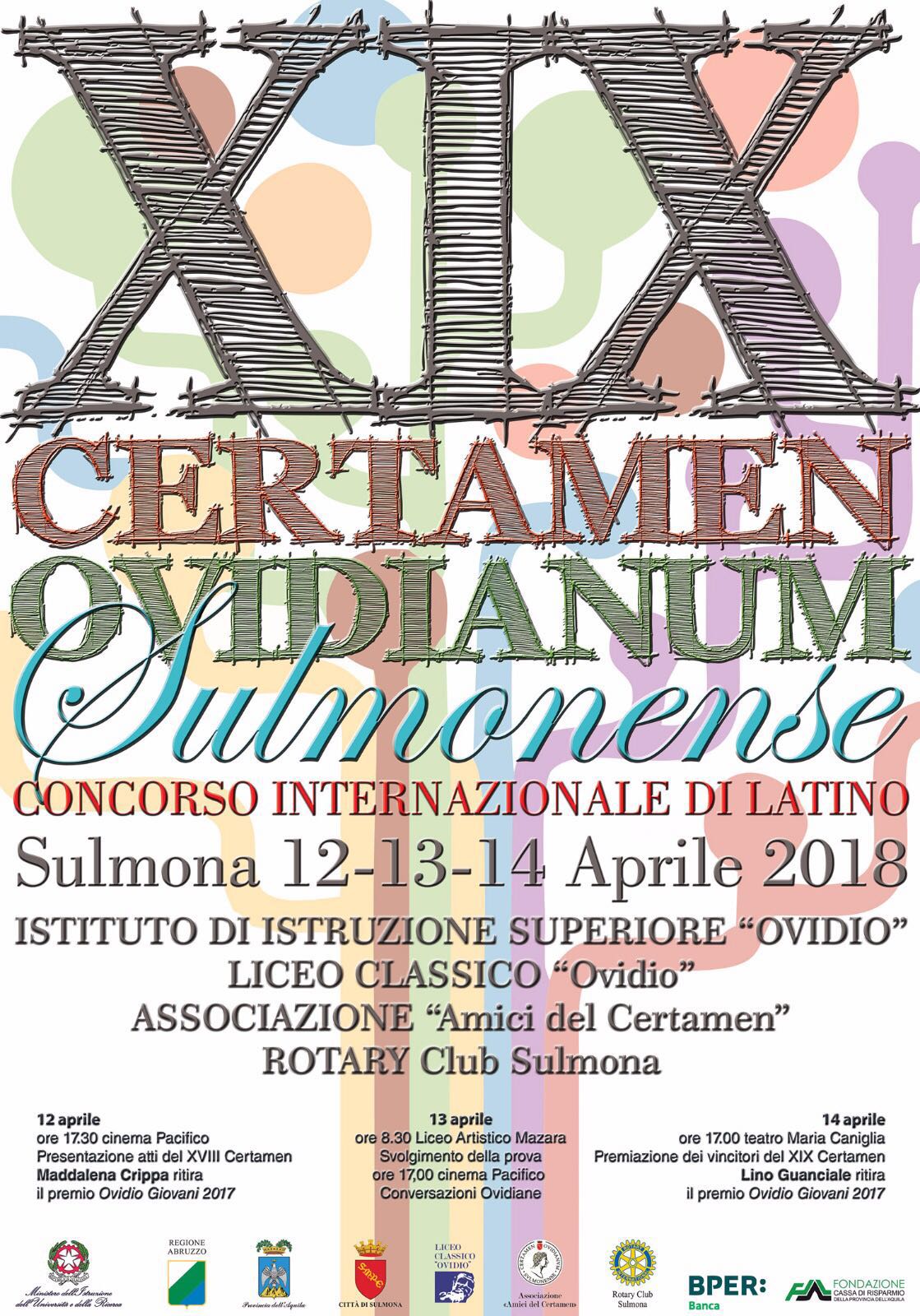 XIX CERTAMEN OVIDIANUM SULMONENSE 